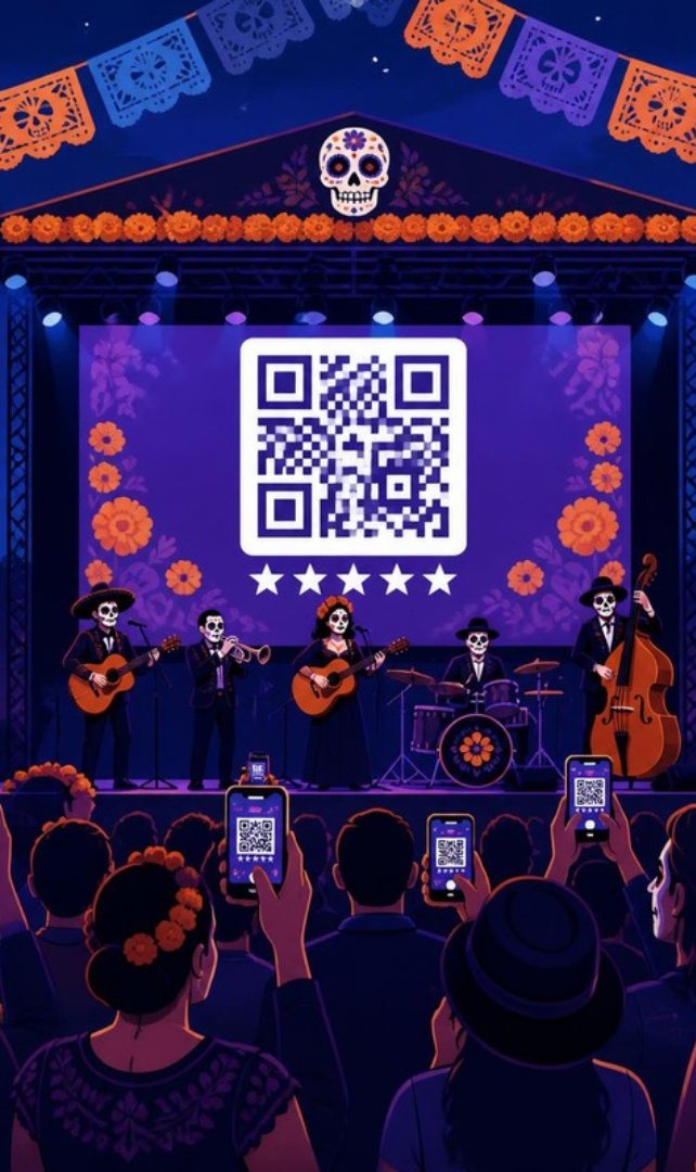 Telão do palco com QR code